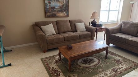 Tan Microfiber Sofa and Loveseat Set