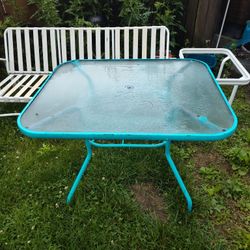 Blue Metal Table 