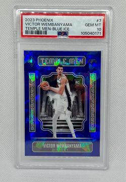 2023-24 Panini Phoenix Victor Wembanyama RC Blue Ice Temple Men #7 PSA 10