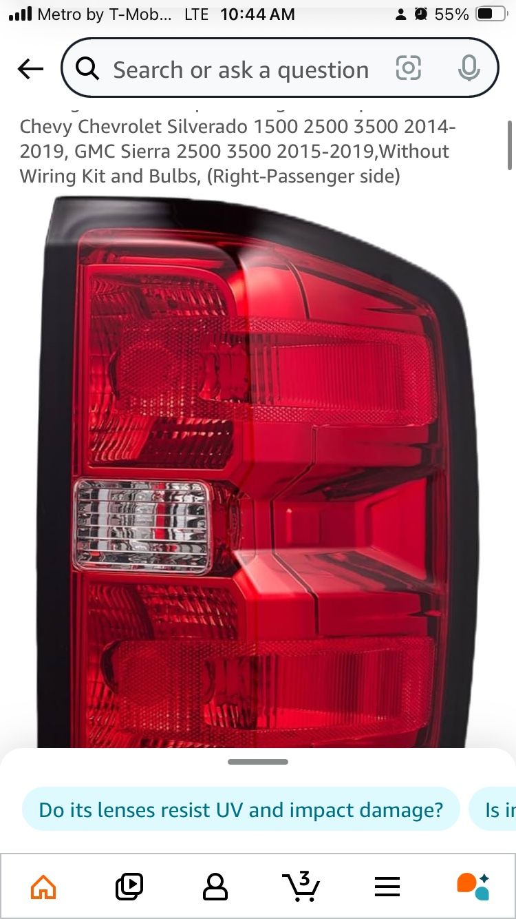 Chevy Chevrolet Silverado 1 3-2019, GMC Sierra 2 2015-2019,Without Wiring Kit and Bulbs, (Right-Passenger side)