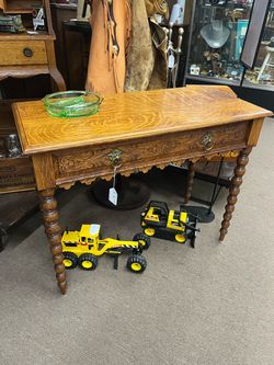 Antique Tiger Oak Console Table Desk