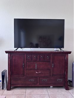 FREE MOVE OUT SALE DARK WOOD SIDEBOARD MEDIA CONSOLE, DRESSER