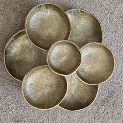 Ornate Hand-Crafted Gold Metallic Dish - Decorative Multi-Section Server