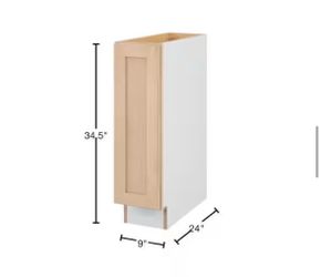 Hampton Bay 9 in. W x 24 in. D x 34.5 in. H Ready to Assemble Base Kitchen Cabinet in Unfinished