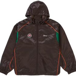 Supreme Satin Hooded Track Brown Jacket