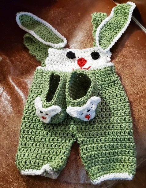  Crochet Easter Bunny Overalls 
