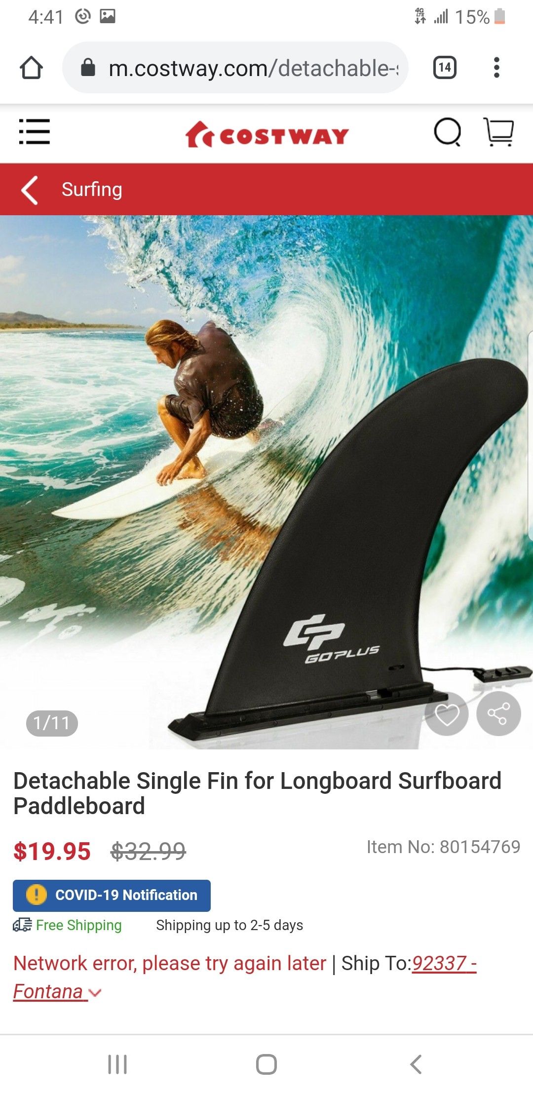 Detachable Single Fin for Longboard Surfboard