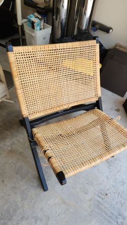 Black Wood Cane Woven Lounge Chair