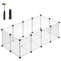 SONGMICS Pet Playpen with Floor Small Animal Pet Fence - White