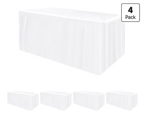 🔥 MUST GO! 4-Pack 6FT White Fitted Tablecloths – $30 FIRM! 🔥🚨