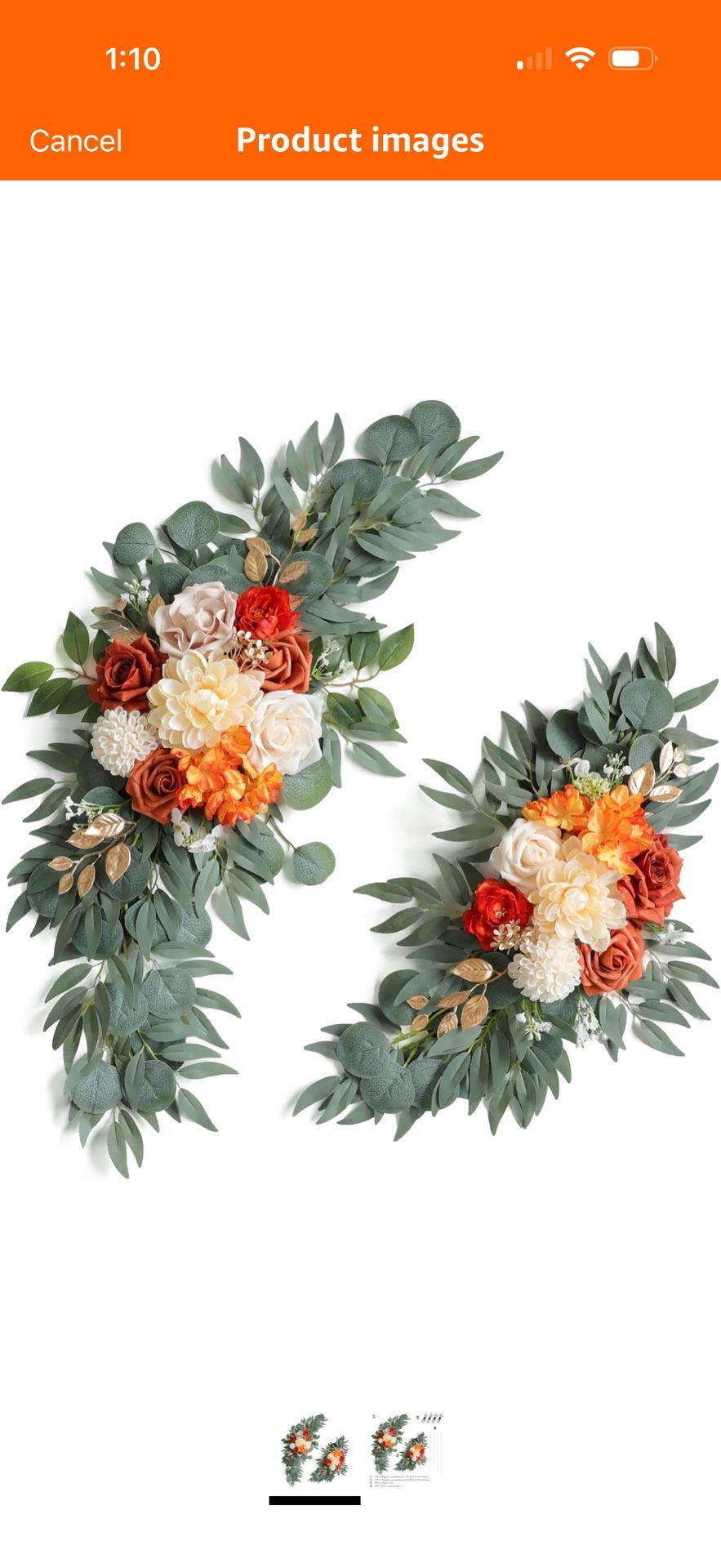 ponatia Wedding Arch Flowers (Pack of 2), Artificial Burnt Orange Wedding Flowers for Wedding Welcome Signs Decorations and Arch Flowers for Wedding C