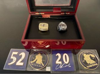 Baltimore Ravens Championship Ring Set with Memorabilia