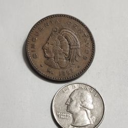 1957 Mexico Cuauhtemoc 50 Centavos Antique Coin Coin