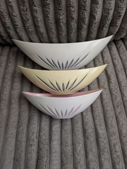 Vtg '60s Peter Müller Sgrafo Modern Porcelain Vase Dish Germany MCM 1021