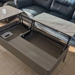 Coffee Table $250 (Lift-top + storage + marble look)