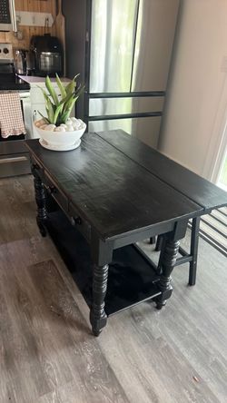 Black Wood Kitchen Island with Drawers