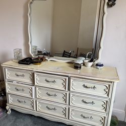  Vintage French  provincial dresser with mirror  and night table by Bassett Furniture