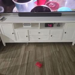 “White Solid Wood TV Stand / Media Console – Excellent Condition