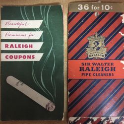 Vintage Raleigh Tobacco Pipe Cleaners And 1956 Coupon Book GC