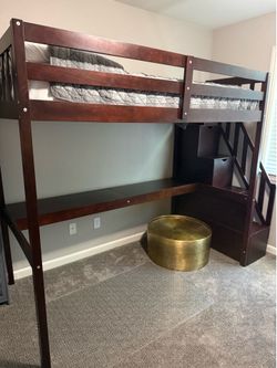 Loft Bed with desk and built in shelves