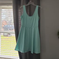 Turquoise And White Polka Dot Tank Top Dress 