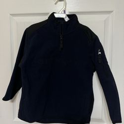 OLD NAVY Boys Sz 5 Sweater Pullover Hoodie Half Zip W/ Pockets Navy And Black. 