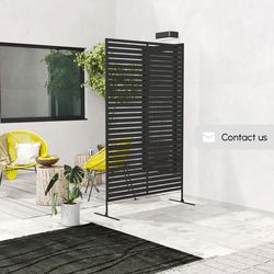 Privacy Fence Screen, Metal Outdoor Privacy Screen Climbing Plant Trellis with Stand, 78" H x 48" W, Black