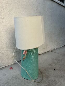 Teal Ceramic Table Lamp with Shade