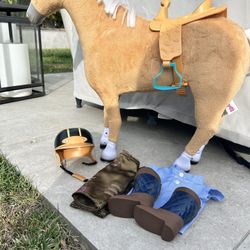 American girl, doll horse riding set with horse