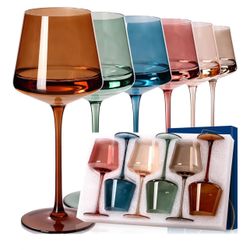 Colorful Wine 🍷 Glasses Set Of 6 