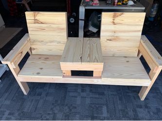 Wooden Jack and Jill bench.