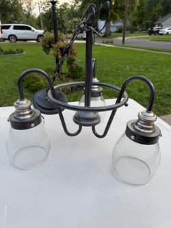 3-Light Rustic Pewter Chandelier