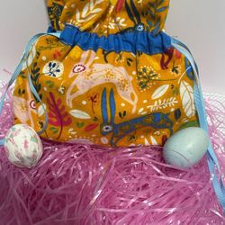 EASTER VINTAGE BUNNIES HANDMADE SMALL BASKET BAG 