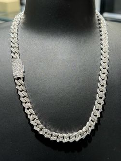 10k Solid White Gold Diamond Cuban link Chain 20 inch