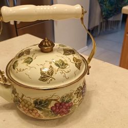 Vintage Enamel Kettle. Used But In Good Condition. 