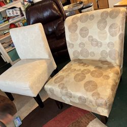 !!- $60 Cute living room, not dining chairs- white one is $60 In great condition. The tan/yellowish ($15) one has a tear on one side and dust from bei