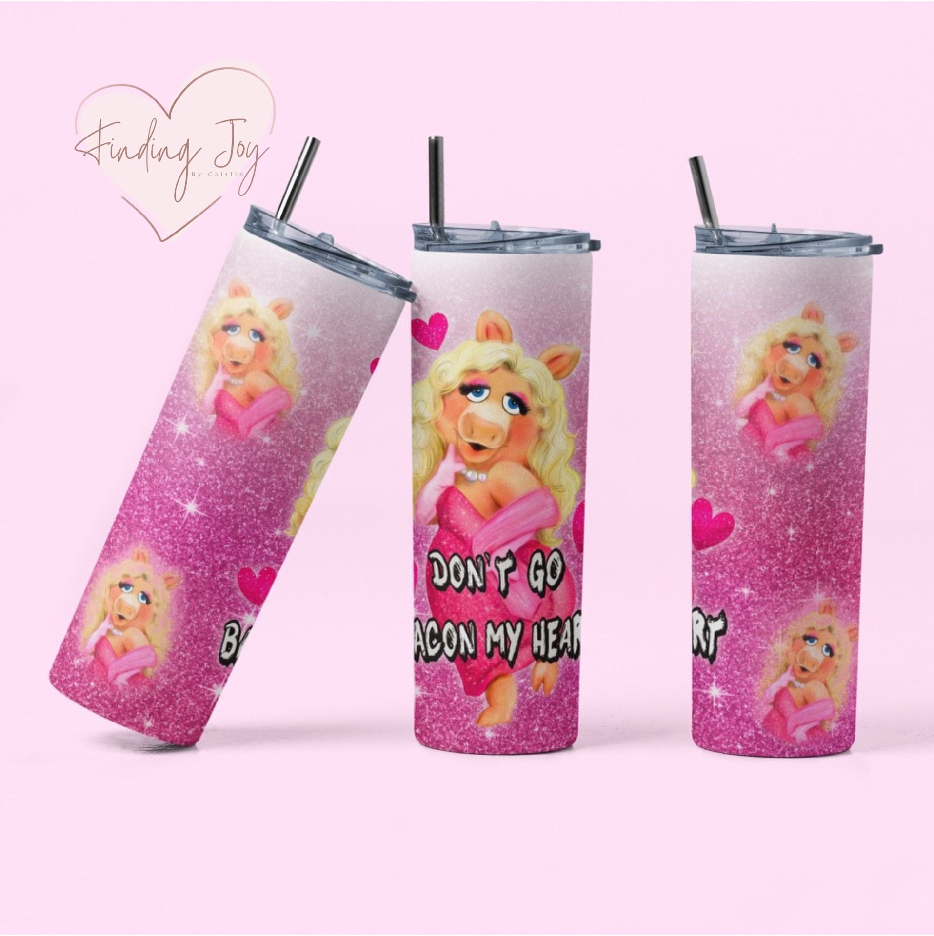 Miss Piggy, The Muppets, Custom Designed 20 Ounce Stainless Steel Tumbler Cup
