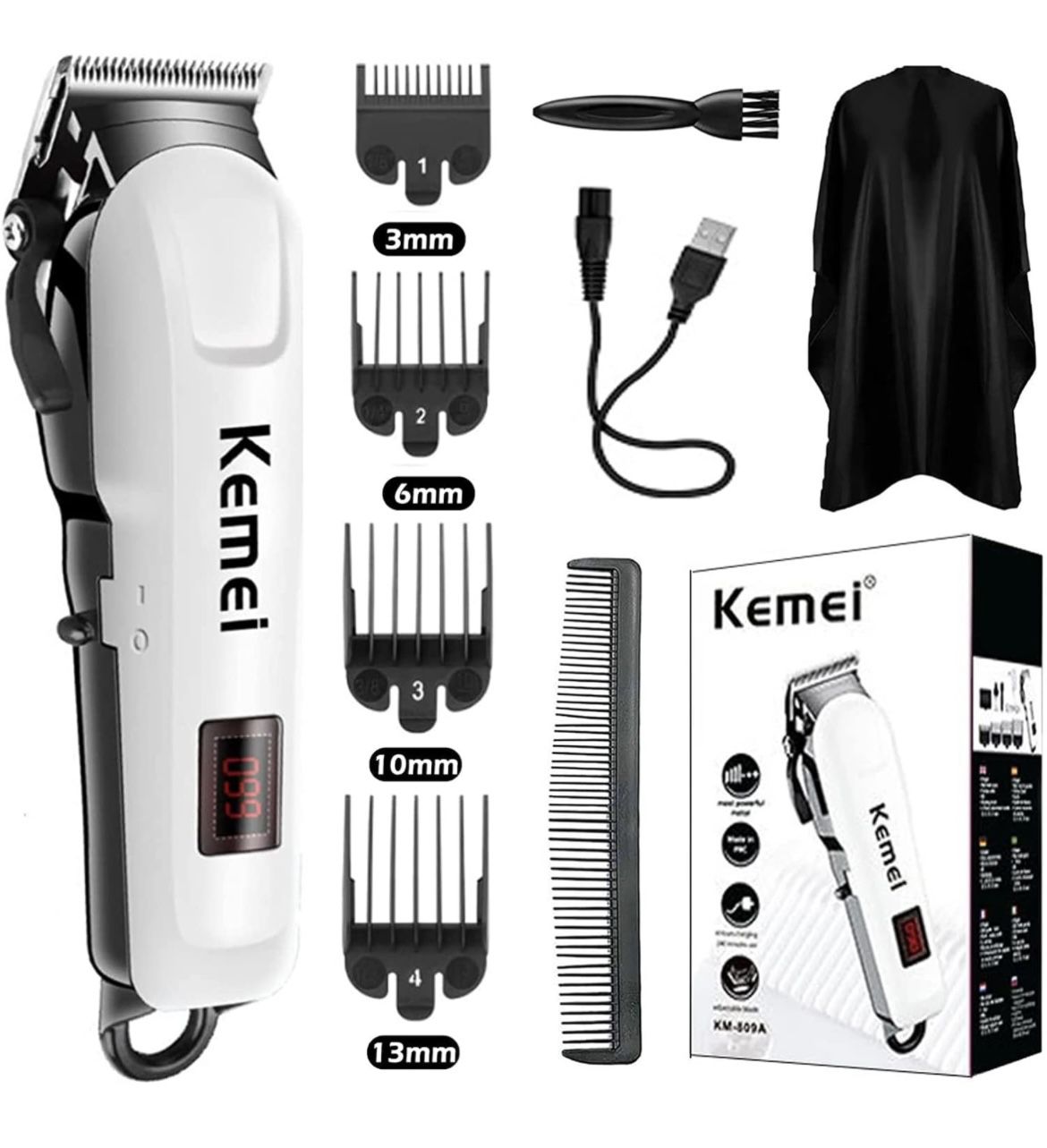 KEMEI Hair Clipper for Men Professional Cordless Electric Rechargeable Hair/Beard Trimmers for Men, Self Hair Cutting Haircut Kit, Adjustable Barber C