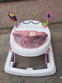 Baby Walker with Toy Bar Pink Butterfly