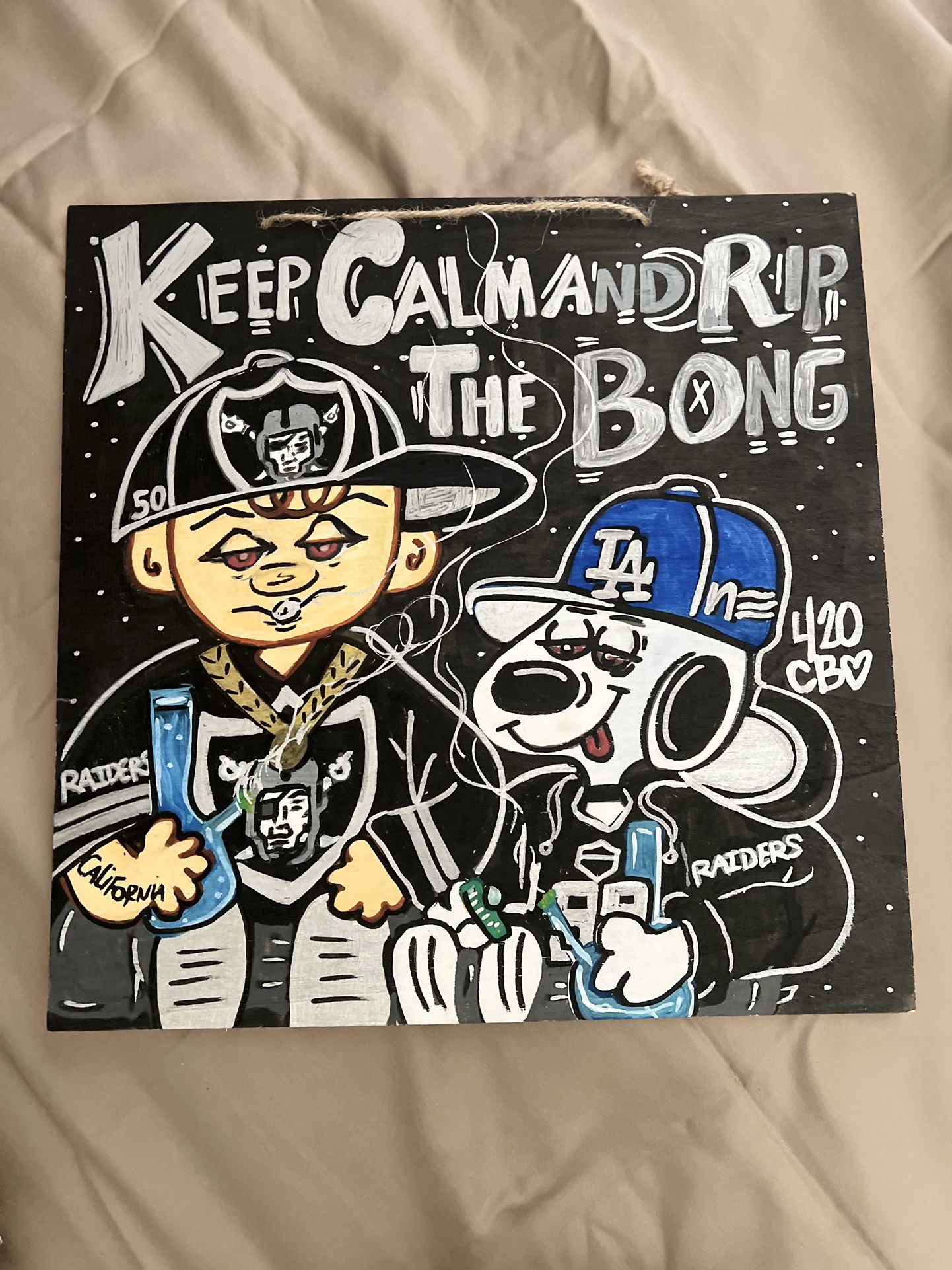 Raiders, Charlie Brown And Snoopy Wood Art