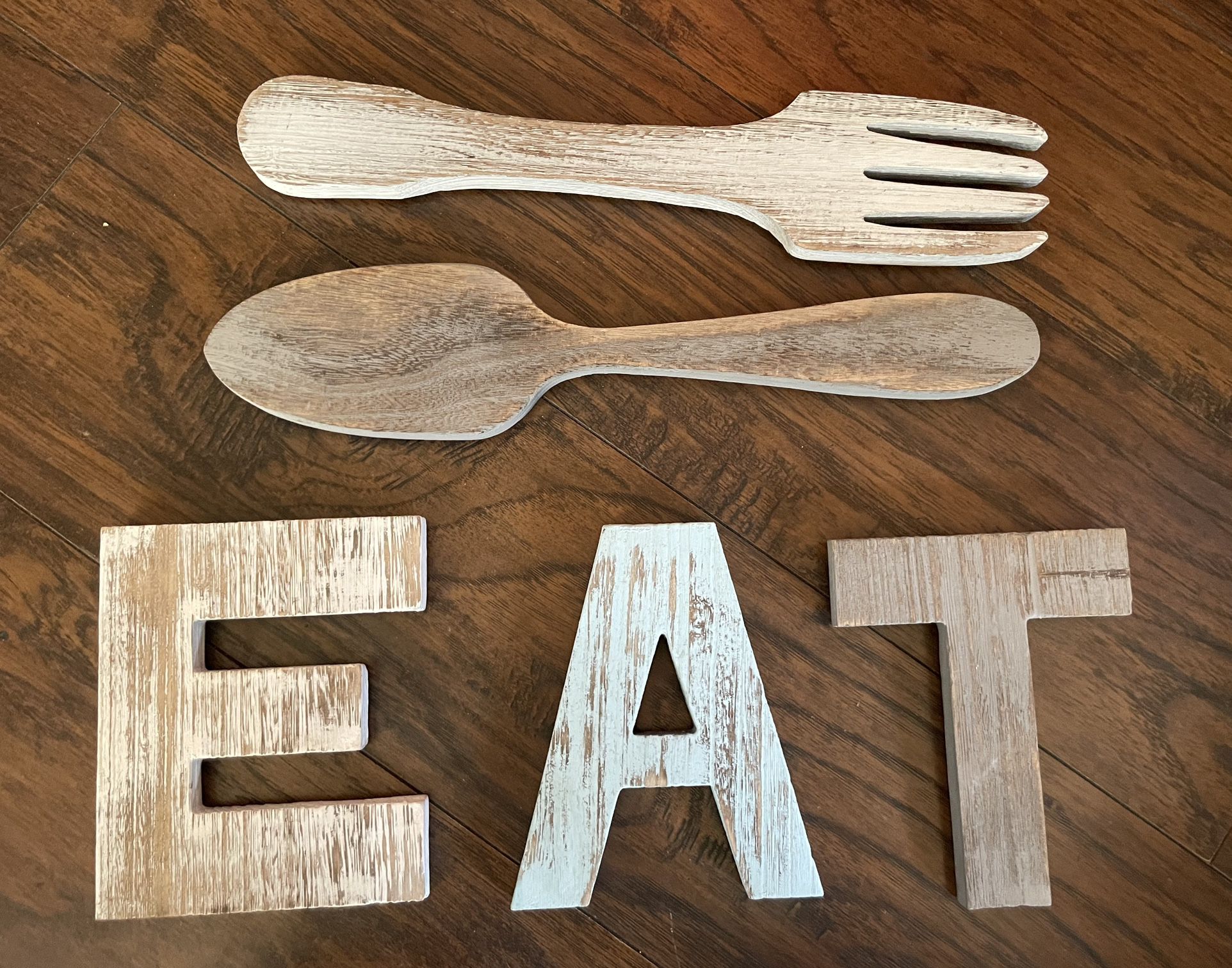 Wood Eat Fork And Spoon Wall Decor New  Kitchen 