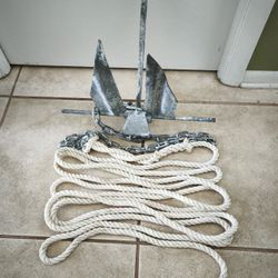 SeaChoice Fluke 5Lbs Galvanized Steel Dinghy Anchor with 27 ft Chain & Rope