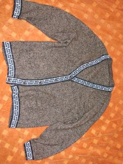 Vintage Wool Alpaca Vneck Button Brown Sweater/White Womens Medium -large