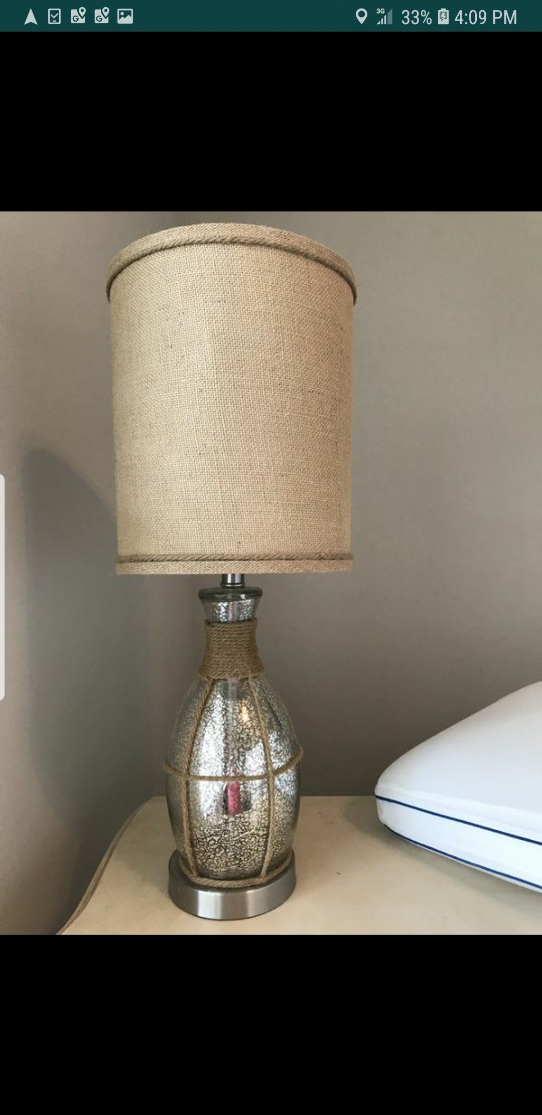 Burlap shade vintage style lamp