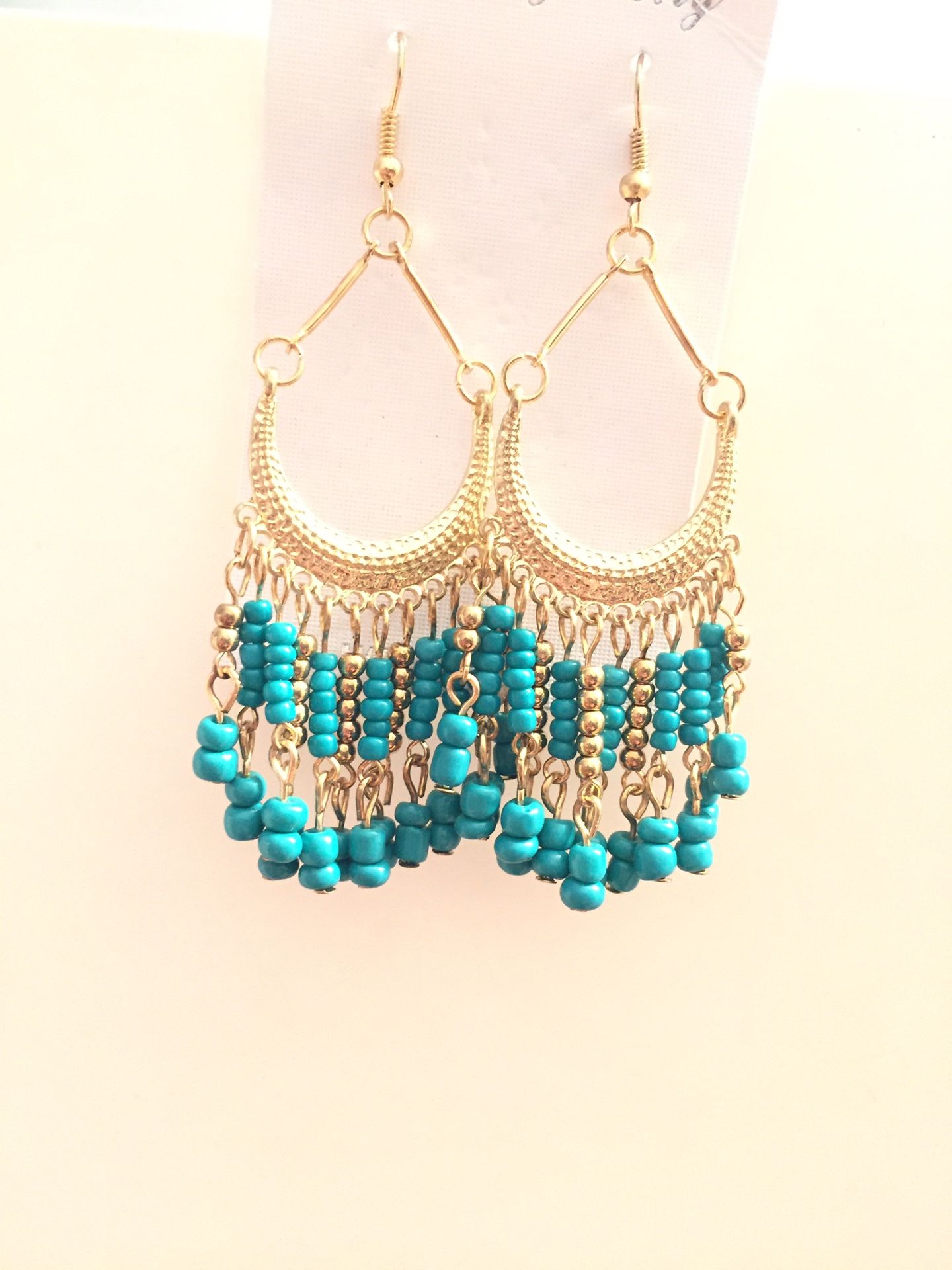 NWT Turquoise Chandeliers earrings made in India