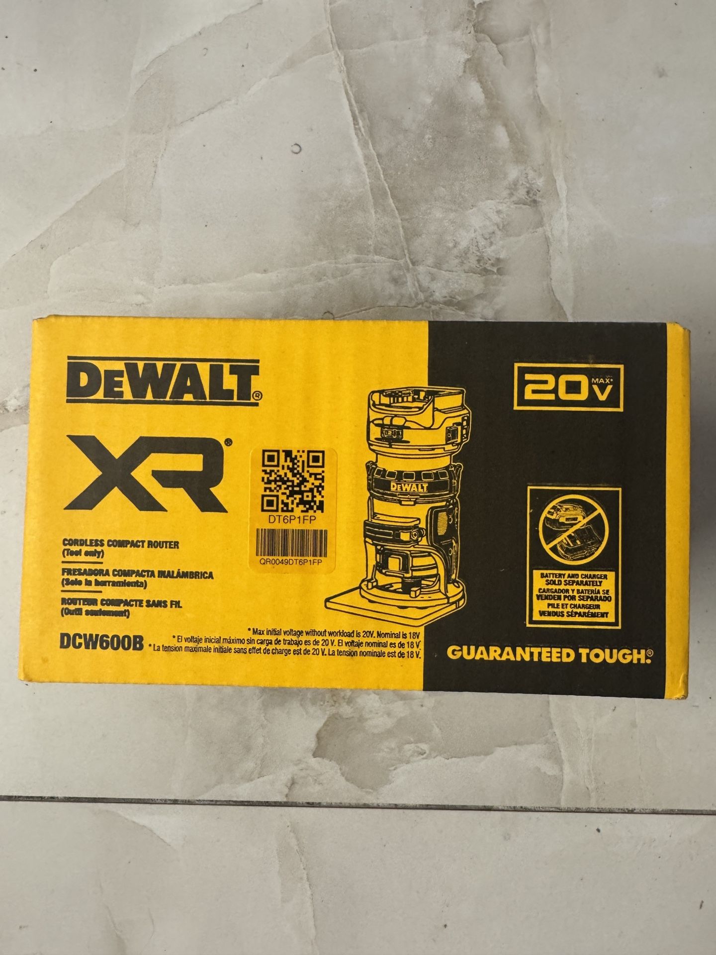 DEWALT 20V MAX XR Cordless Brushless Fixed Base Compact Router (Tool Only)dcw600