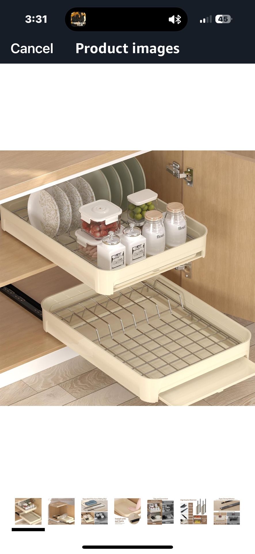 Brand New Pull Out Cabinet Organizer W/Plate Rack, 12”Wx16.7”L