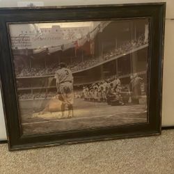 Vintage Framed Baseball Legends Photos ( Babe Ruth And Hank Aaron)