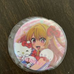Badge Pin Hoshino Ruby Hello Kitty KUJI Hikido Oshi no Ko Metal Badge Pin Botton
