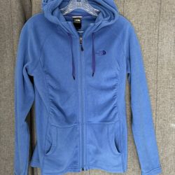 Women’s Med North Face Fleece Zip up Hoodie Gorpcore Warm Blue Has a small hole on back left side as shown